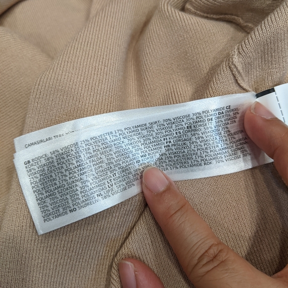 Ever New Lara Knit Dress In Latte Size 6 Collar Midi Belted V-neck Silky - Picture 13 of 14